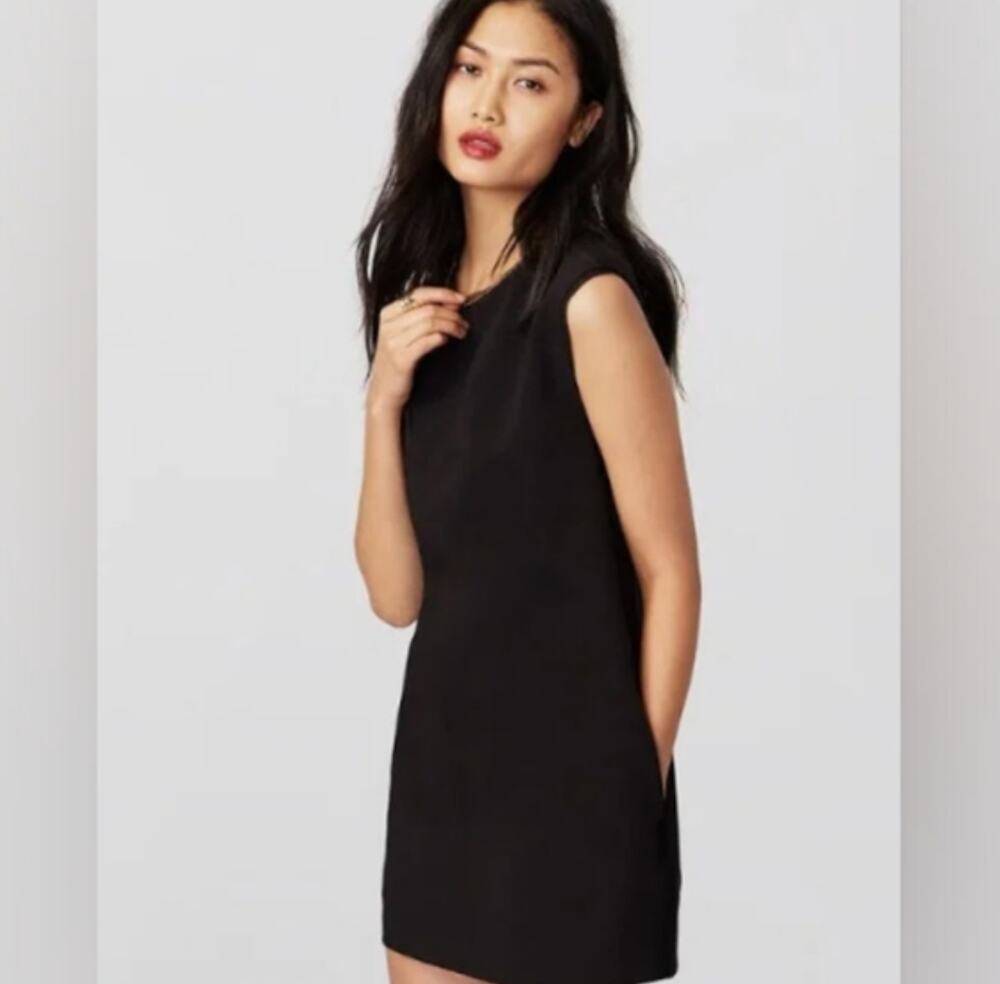 Rachel Roy Shift Minidress Large Black Sleeveless Minimalist Stretch Metro NEW